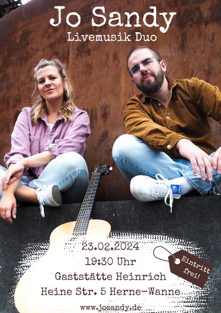 Live, Heinrich, Jo Sandy, 23.02.2024, Heinestr.5, 44649 Herne, Kneipe, Herne, Wanne-Eickel,Livemusik